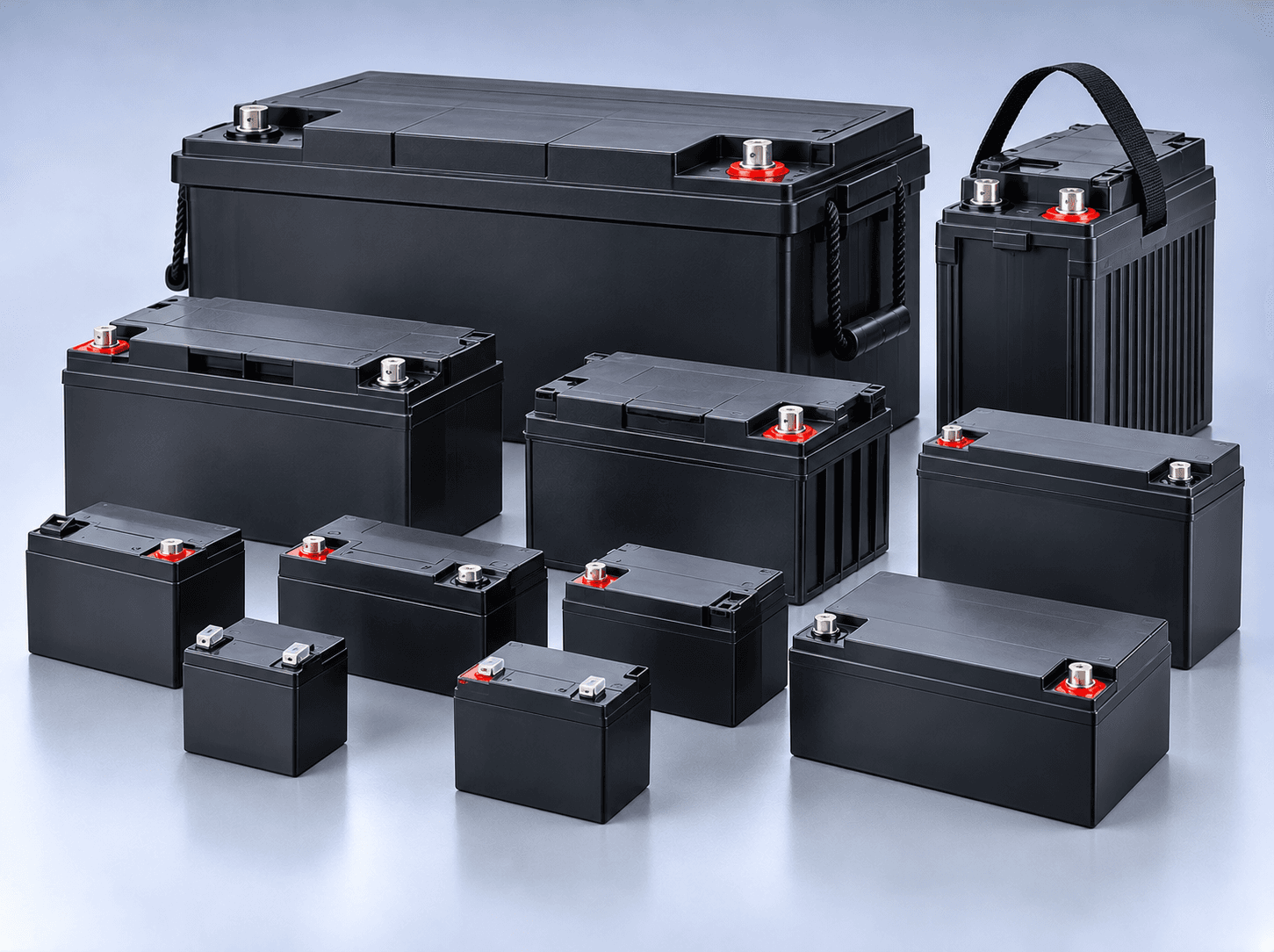 High-capacity deep cycle industrial batteries and backup power units