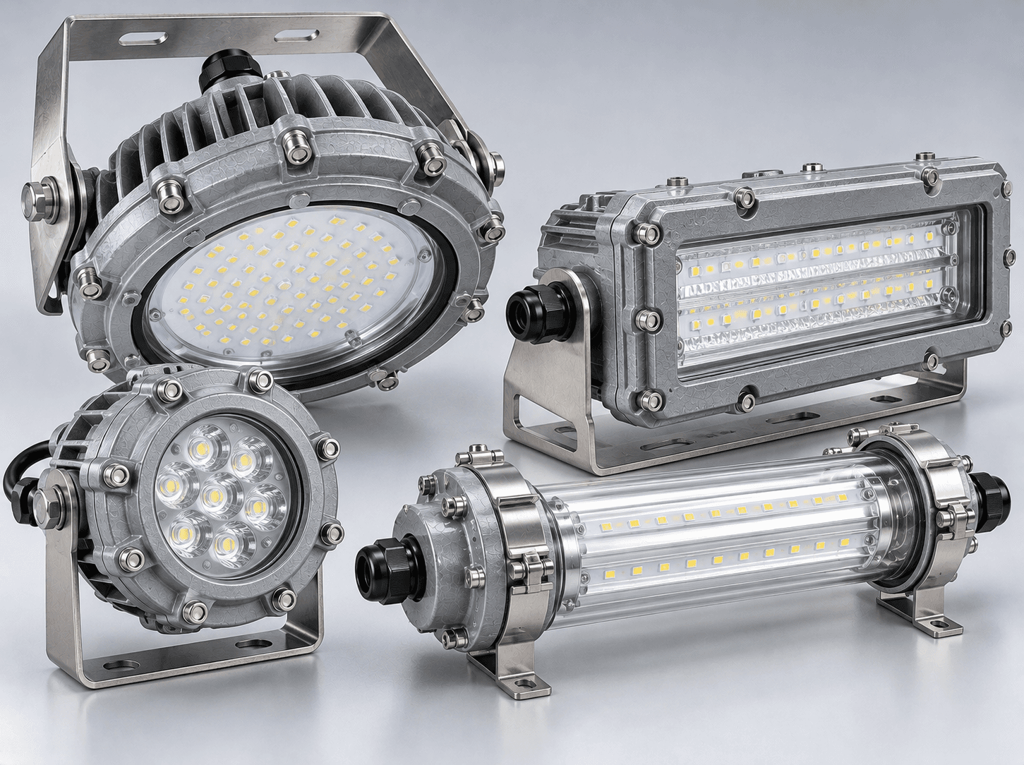 Hazardous area and offshore explosion-proof industrial LED light fixtures