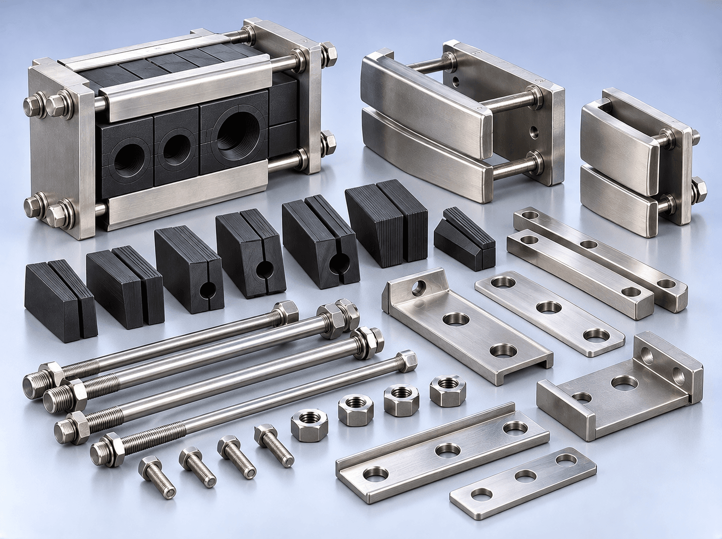 MCT compression wedges, stayplates, and hardware accessories
