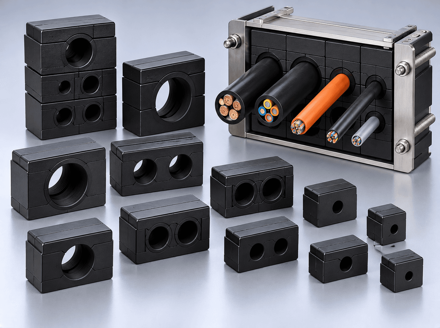Multi Cable Transit (MCT) elastomeric modular sealing blocks
